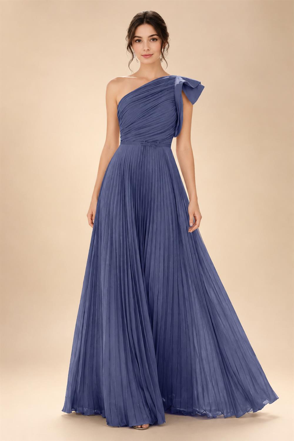 A-Line Pleated Chiffon One Shoulder Floor-Length Mother of the Bride & Groom Dresses (SHI22500625)