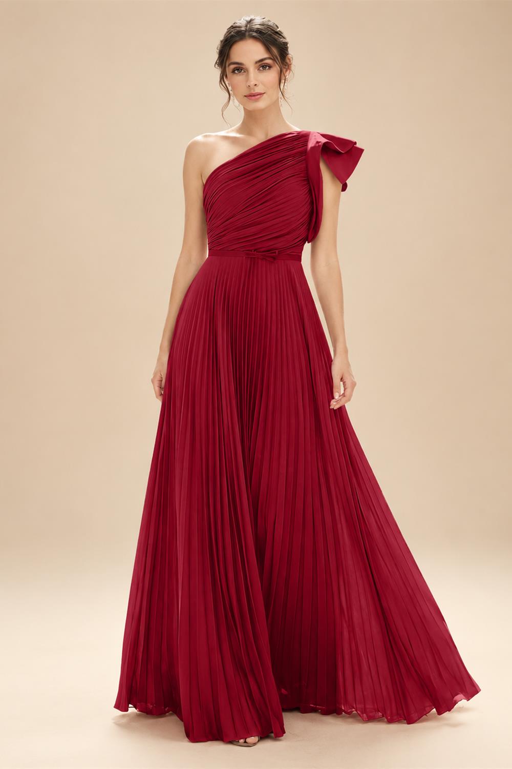 A-Line Pleated Chiffon One Shoulder Floor-Length Mother of the Bride & Groom Dresses (SHI22500625)