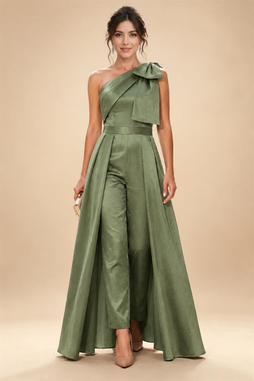 Sheath/Column Asymmetrical Pleated Satin Floor-Length Mother of the Bride Dresses with Ruffle (SHI22500107)