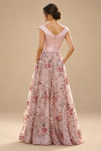 A-Line Floral Sequin Lace Floor-Length Mother of the Bride & Groom Dresses with Ruched Satin Bodice (SHI22500639)