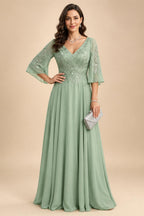 A-Line/Princess Off Shoulder Chiffon Floor-Length Mother of the Bride & Groom Dresses with Ruched Waist & Slit (SHI22501619)