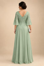 A-Line/Princess Strapless Lace Appliques Floor-Length Mother of the Bride & Groom Dresses with Pleats, Ruched Waist & Sweep Train (SHI22501664)