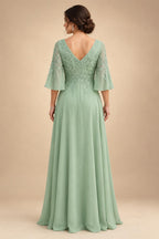 A-Line/Princess Off Shoulder Chiffon Floor-Length Mother of the Bride & Groom Dresses with Ruched Waist & Slit (SHI22501619)