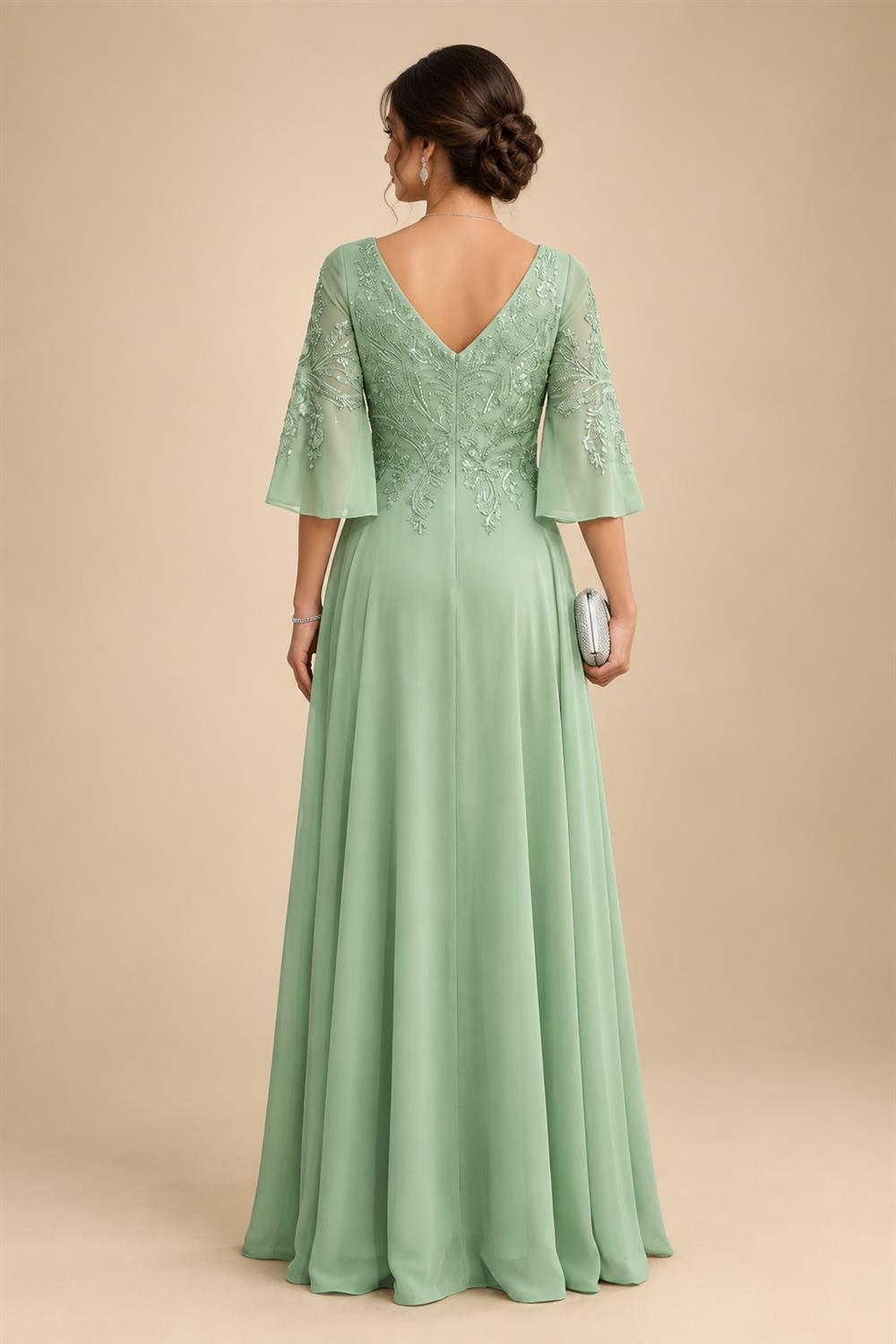 A-Line/Princess One Shoulder Chiffon Floor-Length Mother of the Bride & Groom Dresses with Lace Appliques, Sweep Train & Side Sash (SHI22501663)