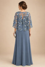 A-Line Chiffon Tiered Ruffles Mother of the Bride & Groom Dresses with Ruched Waist (SHI22500724)