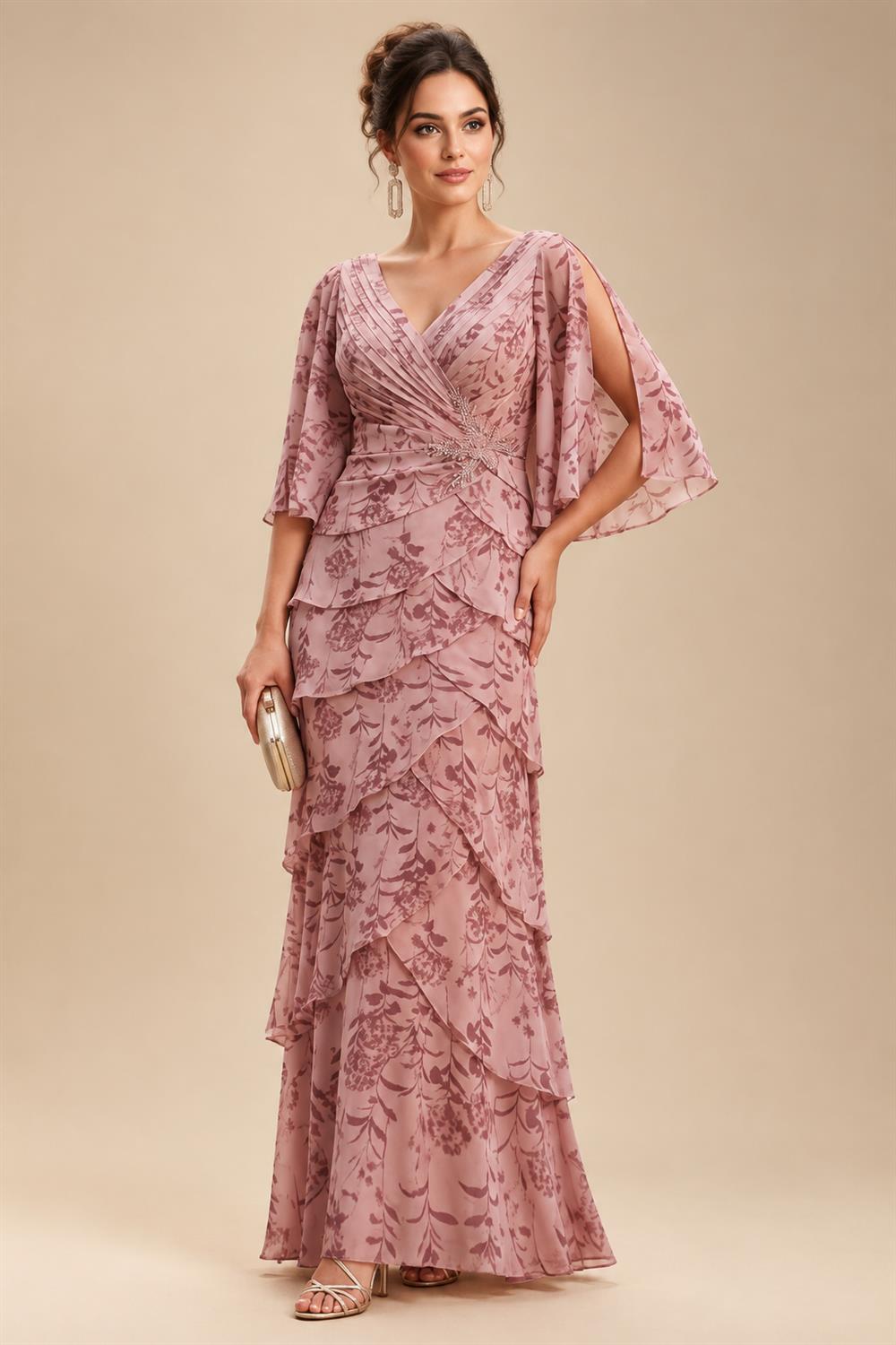 A-Line/Princess Off Shoulder Chiffon Floor-Length Mother of the Bride & Groom Dresses with Sequin, Lace Appliques & Pleats (SHI22501662)