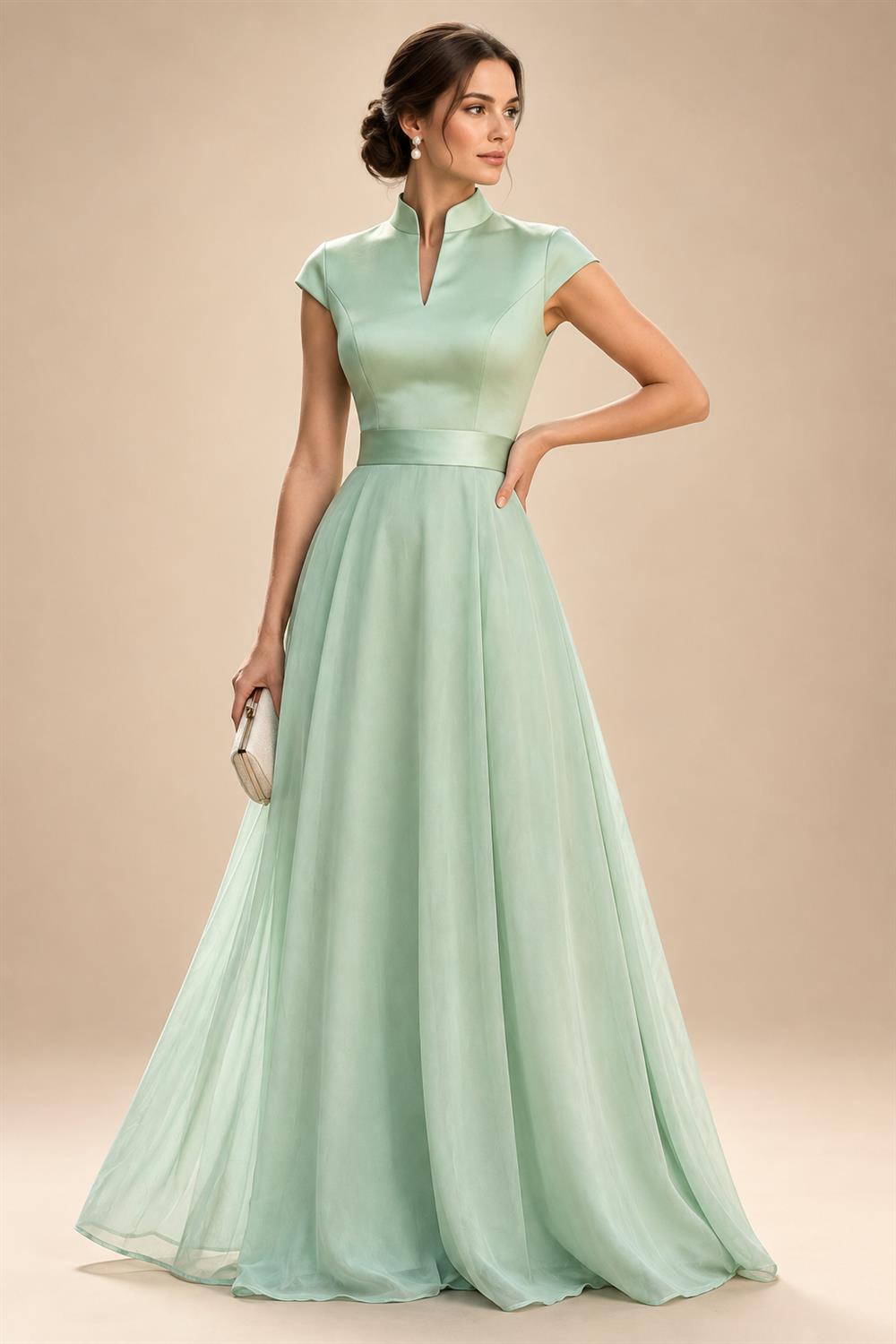 A-Line/Princess One Shoulder Chiffon Floor-Length Mother of the Bride & Groom Dresses with Lace Appliques, Sweep Train & Side Sash (SHI22501663)