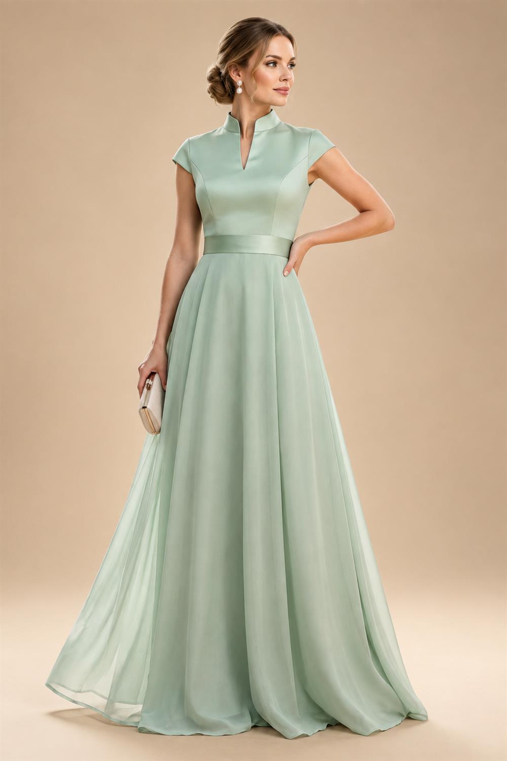 A-Line/Princess V-Neck Chiffon Floor-Length Mother of the Bride & Groom Dresses with Lace Appliques & Pleats (SHI22501670)