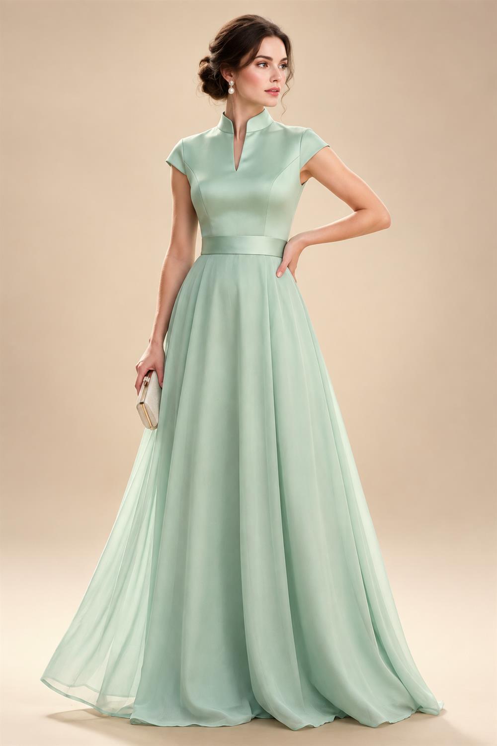 A-Line/Princess One Shoulder Chiffon Floor-Length Mother of the Bride & Groom Dresses with Lace Appliques, Sweep Train & Side Sash (SHI22501663)