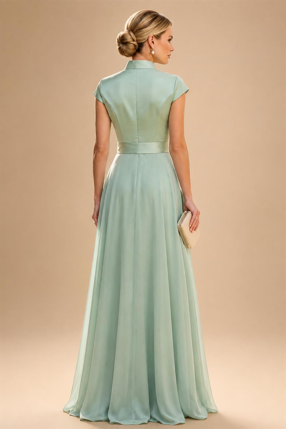 A-Line/Princess V-Neck Chiffon Floor-Length Mother of the Bride & Groom Dresses with Lace Appliques & Ruffles (SHI22501563)