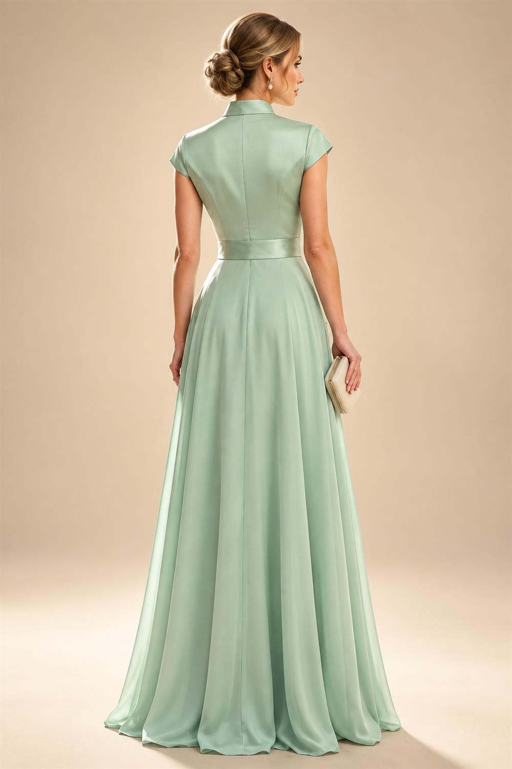 Sheath/Column Scoop Neck Satin Tea-Length Mother of the Bride & Groom Dresses with Ruched Waist (SHI22501621)
