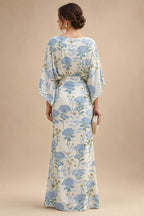Sheath Chiffon Floral Print Cape Sleeves Mother of the Bride & Groom Dresses for Formal Wedding (SHI22500682)