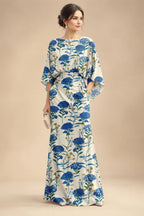 Sheath Chiffon Floral Print Cape Sleeves Mother of the Bride & Groom Dresses for Formal Wedding (SHI22500682)