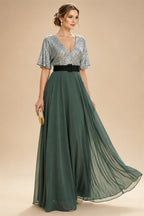 A-Line/Princess Scoop Neck Cap Sleeve Floor-Length Mother of the Bride Dresses with Lace Applique (SHI22500008)