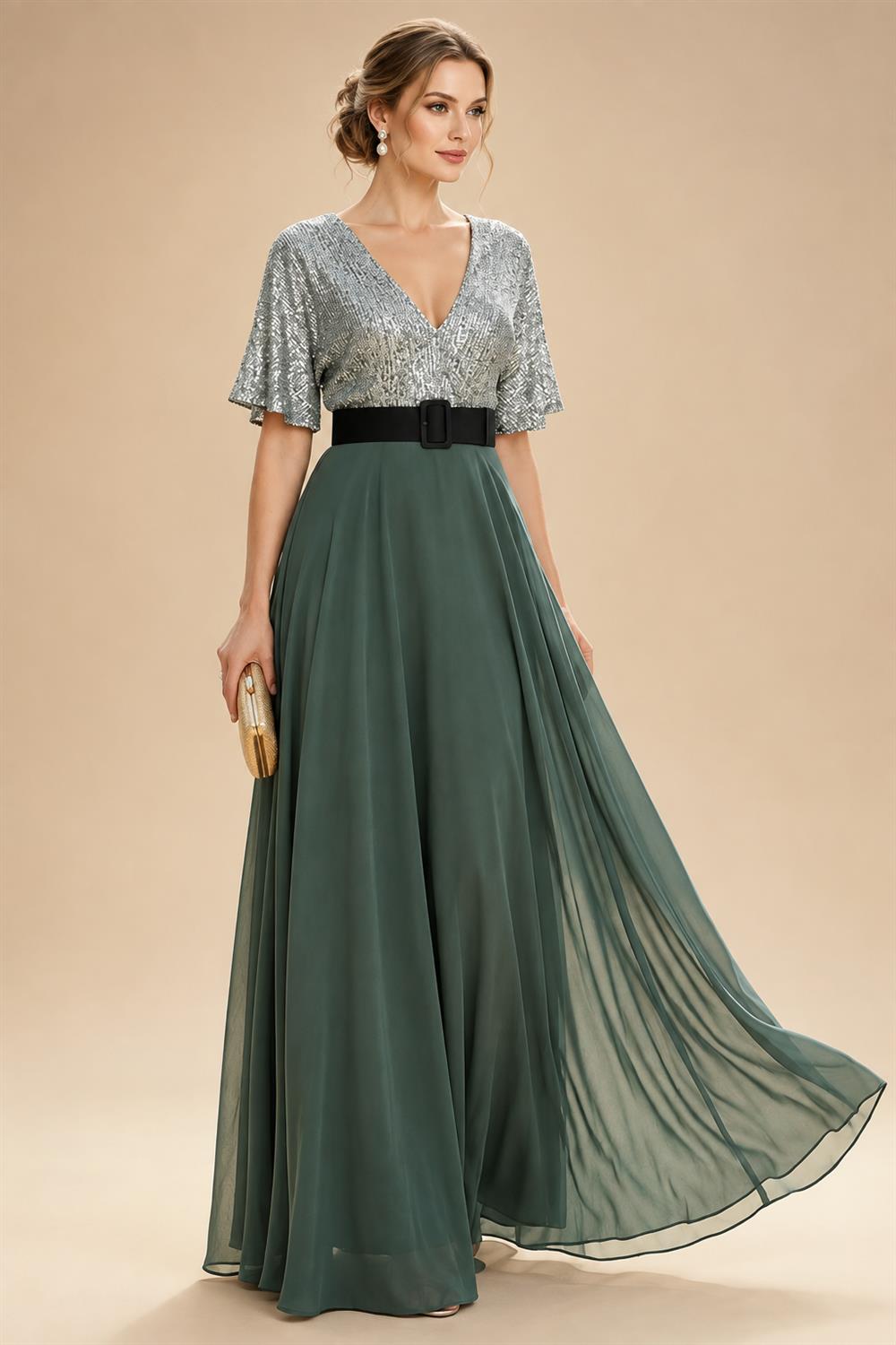 A-Line/Princess Scoop Neck Cap Sleeve Floor-Length Mother of the Bride Dresses with Lace Applique (SHI22500008)