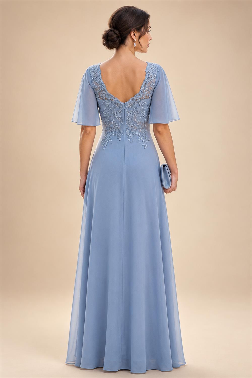 Lightweight Sheath Tea-Length Chiffon Mother of the Bride & Groom Dresses with Cowl Neck & Ruched Waist (SHI22500689)
