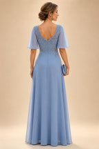 Lightweight Sheath Tea-Length Chiffon Mother of the Bride & Groom Dresses with Cowl Neck & Ruched Waist (SHI22500689)