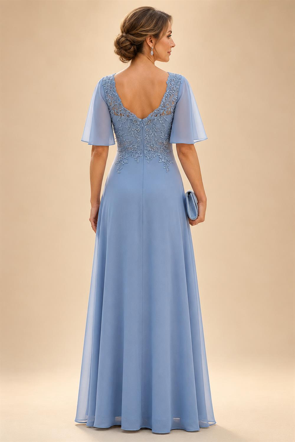 Lightweight Sheath Tea-Length Chiffon Mother of the Bride & Groom Dresses with Cowl Neck & Ruched Waist (SHI22500689)