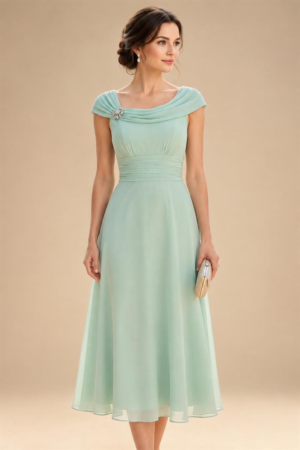 Chiffon A-Line/Princess Scoop Neck Floor-Length Mother of the Bride & Groom Dresses with Floral Embroidery (SHI22501221)