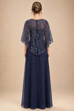 Chiffon A-Line/Princess Scoop Neck Floor-Length Mother of the Bride & Groom Dresses with Tiered Layers (SHI22501536)