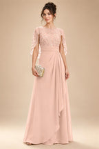 A-Line Chiffon Cape Sleeves Floor-Length Mother of the Bride & Groom Dresses with Floral Sequin Bodice (SHI22500691)