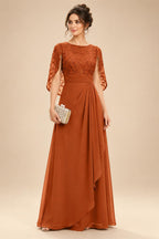 A-Line Chiffon Cape Sleeves Floor-Length Mother of the Bride & Groom Dresses with Floral Sequin Bodice (SHI22500691)