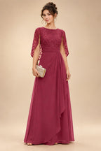 A-Line Chiffon Cape Sleeves Floor-Length Mother of the Bride & Groom Dresses with Floral Sequin Bodice (SHI22500691)