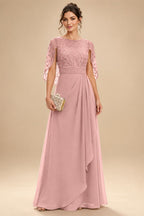 A-Line Chiffon Cape Sleeves Floor-Length Mother of the Bride & Groom Dresses with Floral Sequin Bodice (SHI22500691)