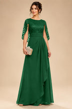 A-Line Chiffon Cape Sleeves Floor-Length Mother of the Bride & Groom Dresses with Floral Sequin Bodice (SHI22500691)