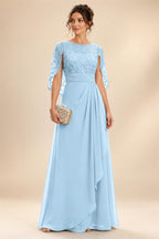 A-Line Chiffon Cape Sleeves Floor-Length Mother of the Bride & Groom Dresses with Floral Sequin Bodice (SHI22500691)