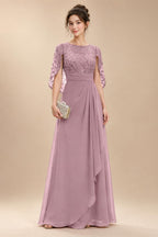 A-Line Chiffon Cape Sleeves Floor-Length Mother of the Bride & Groom Dresses with Floral Sequin Bodice (SHI22500691)