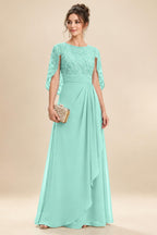 A-Line Chiffon Cape Sleeves Floor-Length Mother of the Bride & Groom Dresses with Floral Sequin Bodice (SHI22500691)