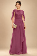 A-Line Chiffon Cape Sleeves Floor-Length Mother of the Bride & Groom Dresses with Floral Sequin Bodice (SHI22500691)