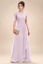 A-Line Chiffon Cape Sleeves Floor-Length Mother of the Bride & Groom Dresses with Floral Sequin Bodice (SHI22500691)
