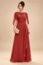 A-Line Chiffon Cape Sleeves Floor-Length Mother of the Bride & Groom Dresses with Floral Sequin Bodice (SHI22500691)
