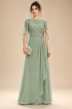 A-Line Chiffon Cape Sleeves Floor-Length Mother of the Bride & Groom Dresses with Floral Sequin Bodice (SHI22500691)