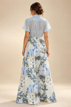 A-Line Chiffon Cape Sleeves Floor-Length Mother of the Bride & Groom Dresses with Floral Sequin Bodice (SHI22500691)