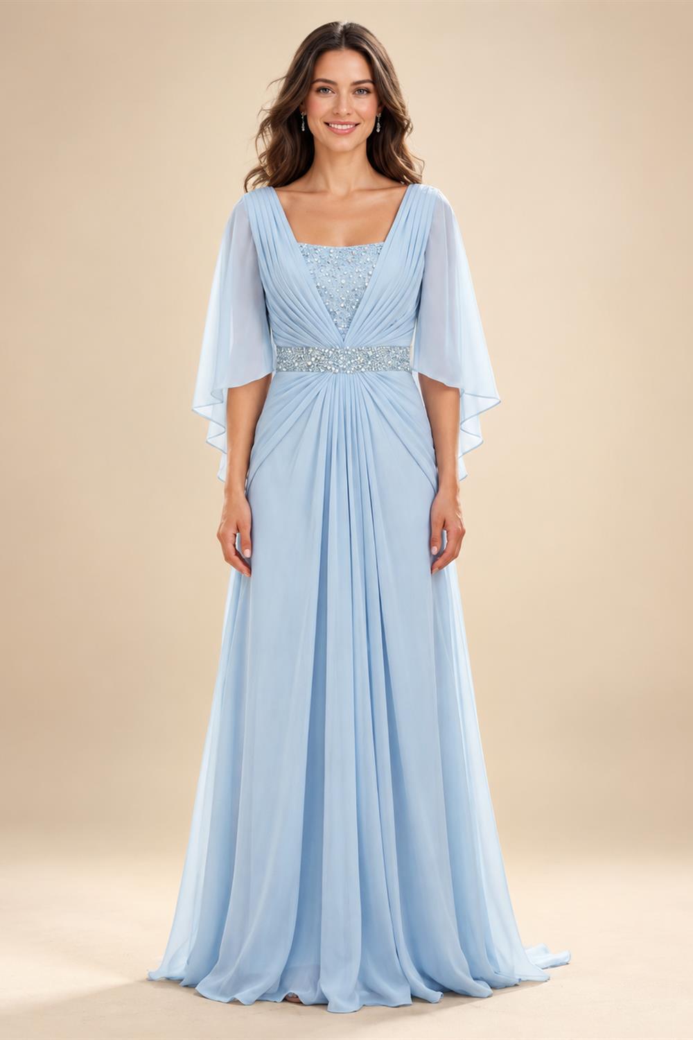 A-Line/Princess V-Neck Floral Embroidery Maxi Mother of the Bride & Groom Dresses with Ruched Waist (SHI22501624)