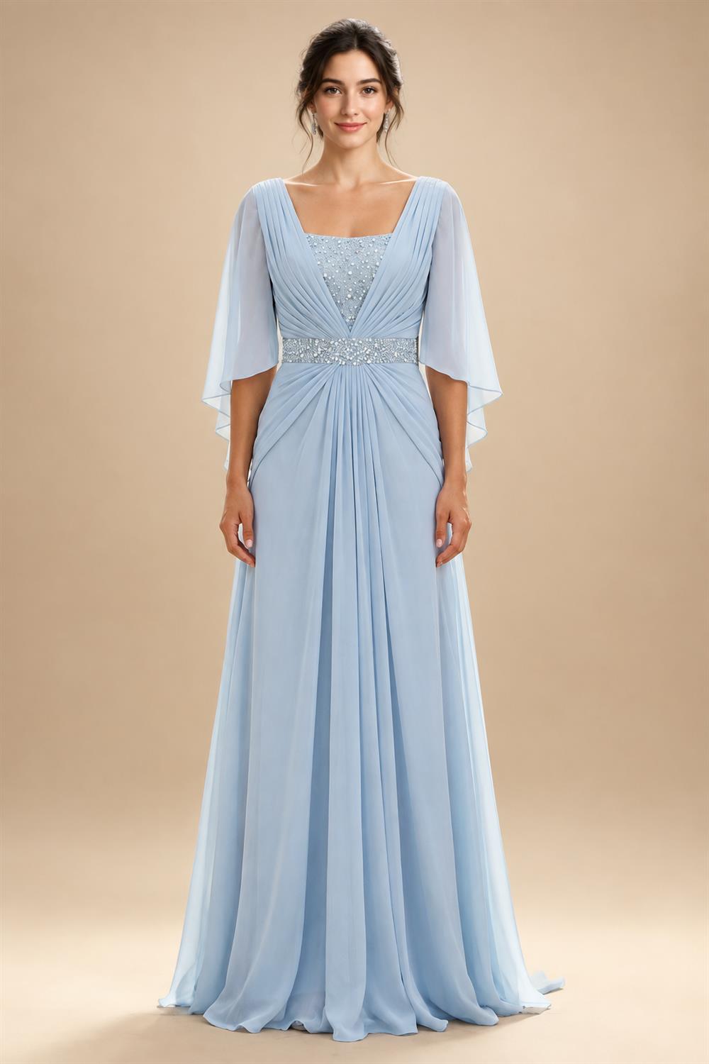 A-Line/Princess Scoop Neck Satin High-Low Mother of the Bride & Groom Dresses with Ruffles & Bow (SHI22501630)