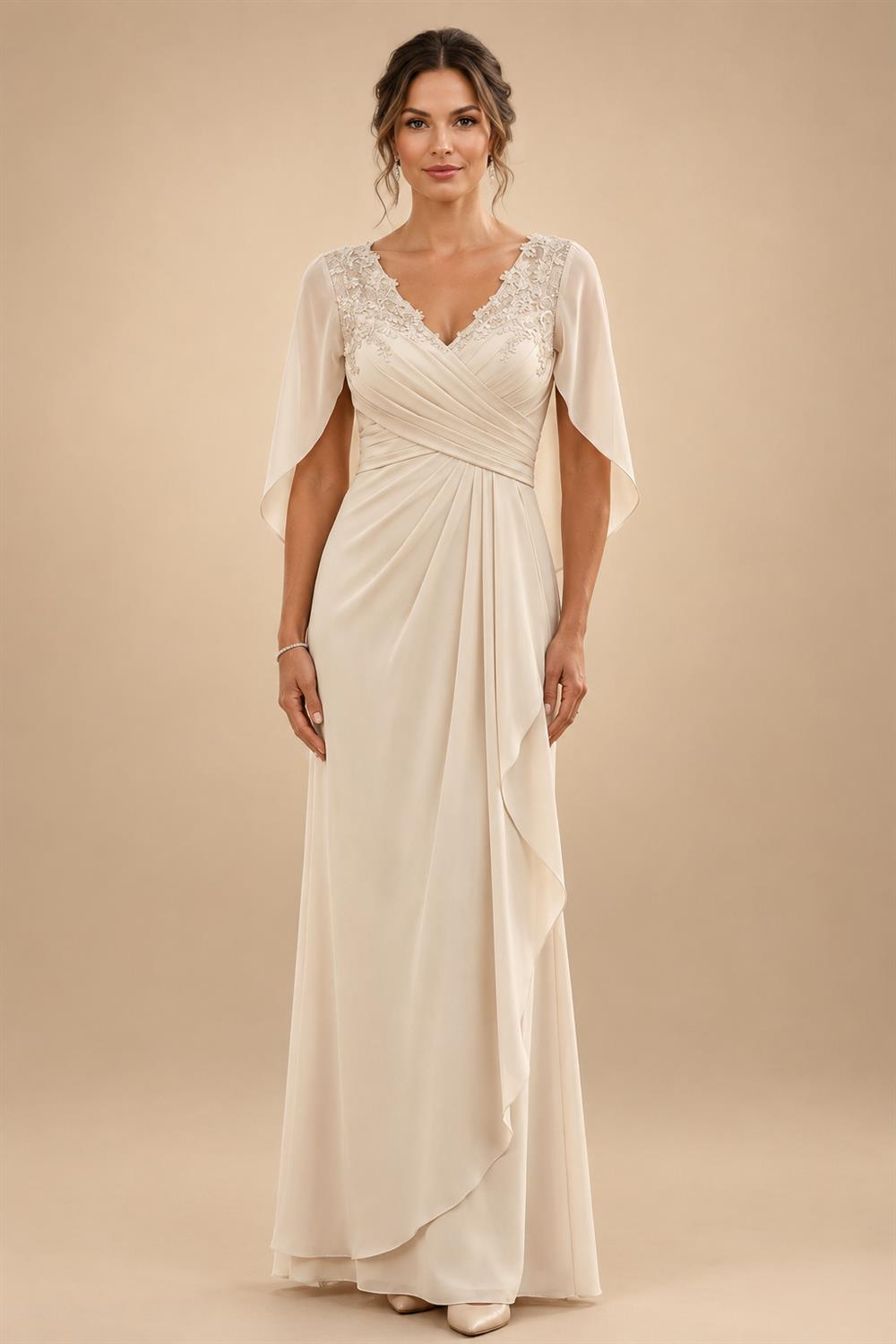 A-Line/Princess V-Neck Floral Print High-Low Mother of the Bride & Groom Dresses with Ruched Bodice (SHI22501569)