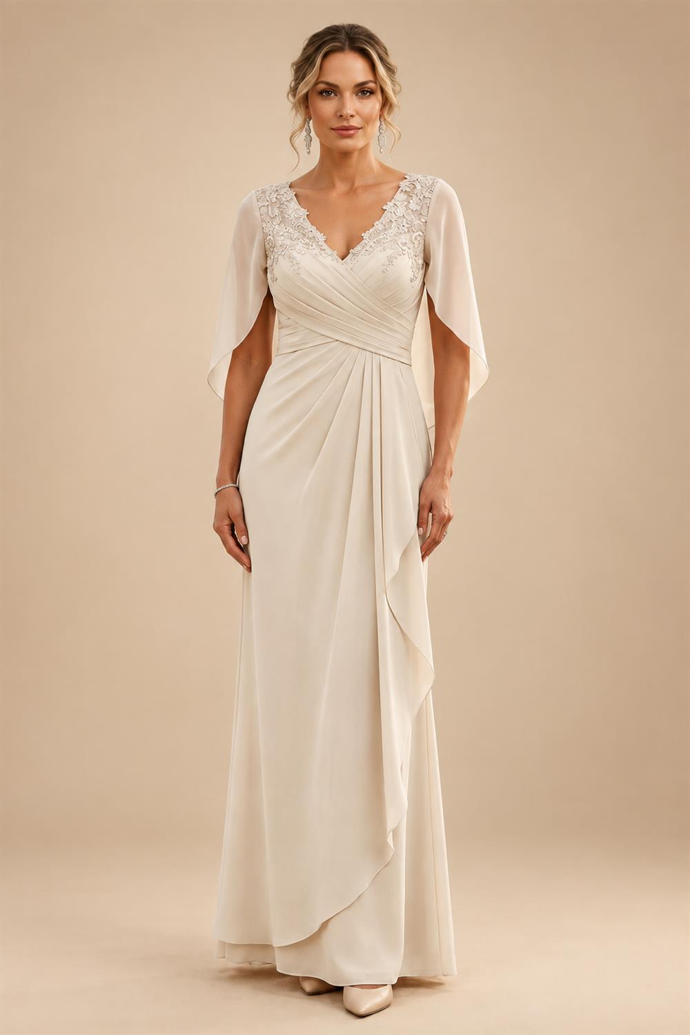 A-Line/Princess Scoop Neck Chiffon Floor-Length Mother of the Bride & Groom Dresses for Women (SHI22501635)