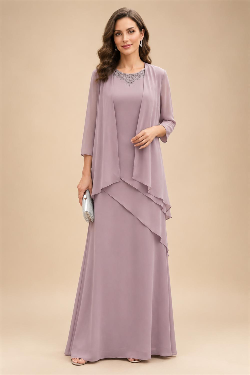 A-Line/Princess V-Neck Satin Tea-Length Mother of the Bride Dresses with Flower (SHI22500080)