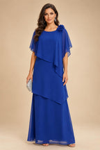 Chiffon A-Line/Princess Scoop Neck Floor-Length Mother of the Bride & Groom Dresses with Tiered Layers (SHI22501536)