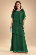 A-Line Floor-Length Chiffon Cape Sleeves Mother of the Bride & Groom Dresses with Tiered Ruffles (SHI22500723)