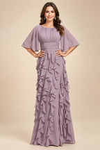 Sheath/Column Asymmetric Neck Satin Maxi Mother of the Bride & Groom Dresses with Side Sash, Slit & Ruched Waist (SHI22501643)