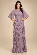 A-Line/Princess Scoop Neck Chiffon Maxi Mother of the Bride & Groom Dresses with Ruffles (SHI22501599)