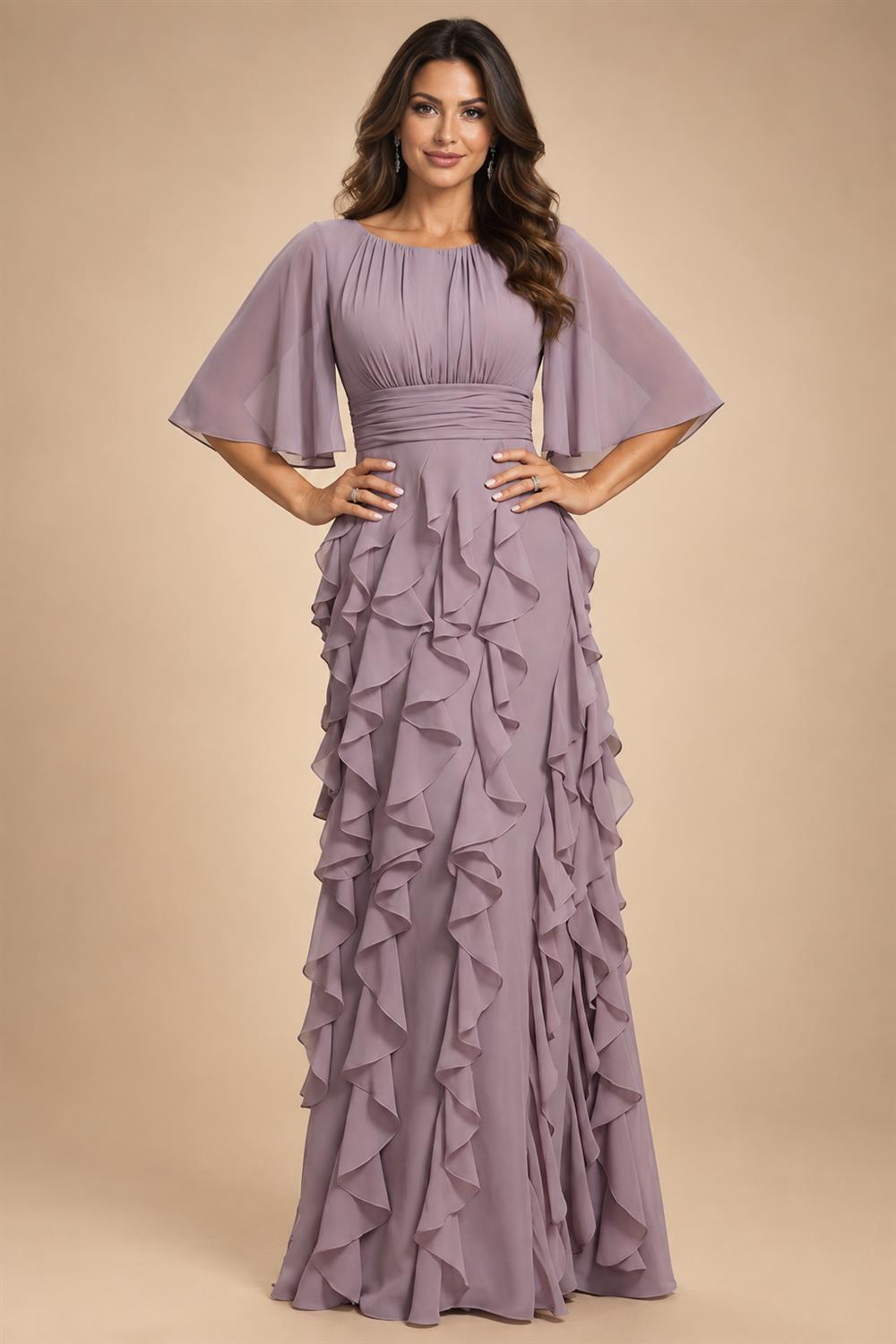 A-Line/Princess Off Shoulder Chiffon Floor-Length Mother of the Bride & Groom Dresses with Sequin, Lace Appliques & Pleats (SHI22501662)