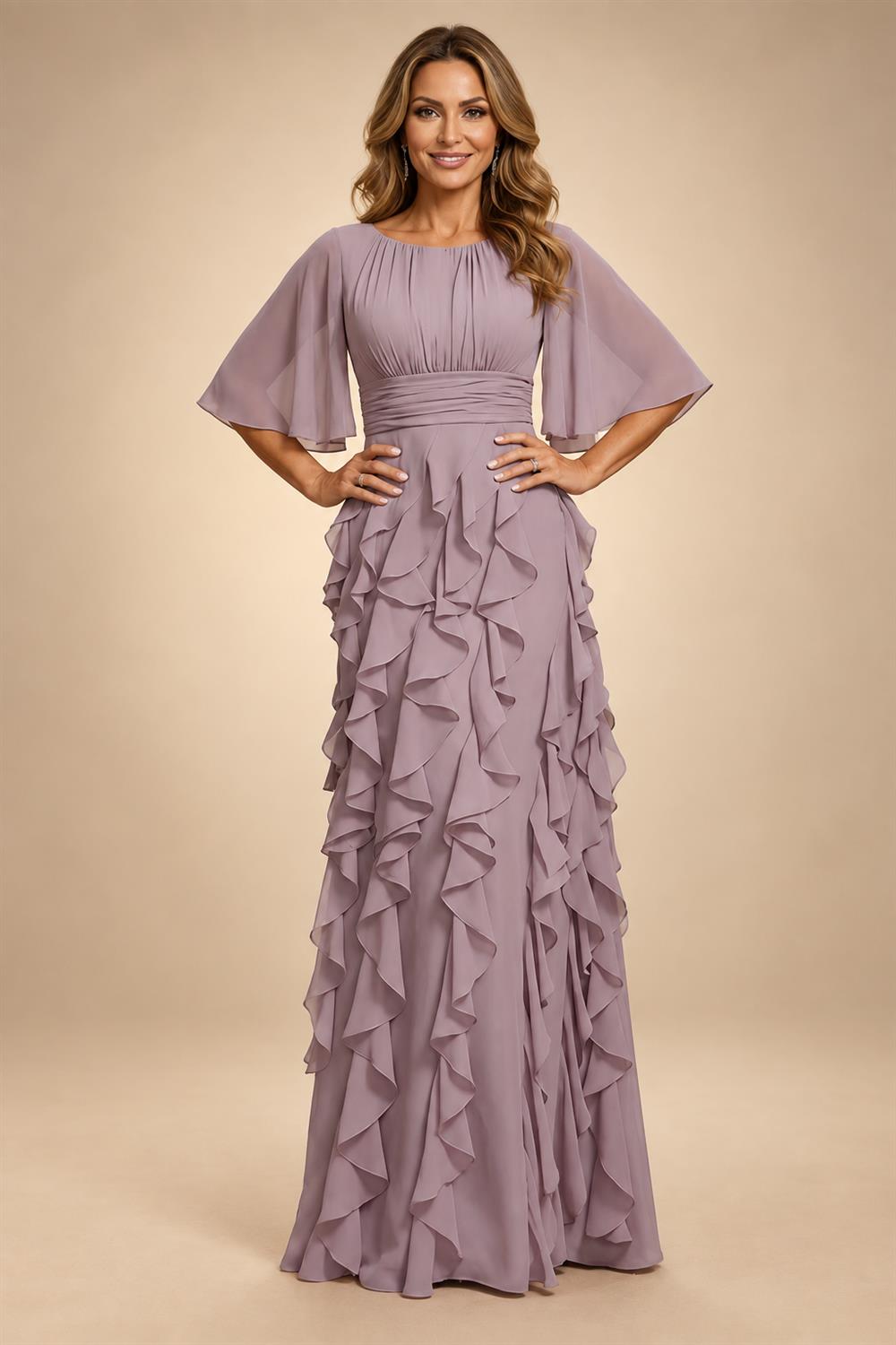 A-Line/Princess V-Neck Floral Embroidery Maxi Mother of the Bride & Groom Dresses with Ruched Waist (SHI22501624)