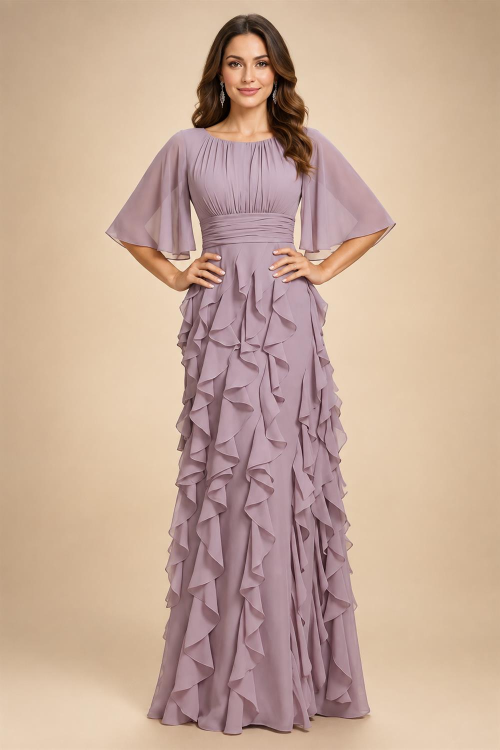 A-Line/Princess Off Shoulder Chiffon Floor-Length Mother of the Bride & Groom Dresses with Sequin, Lace Appliques & Pleats (SHI22501662)