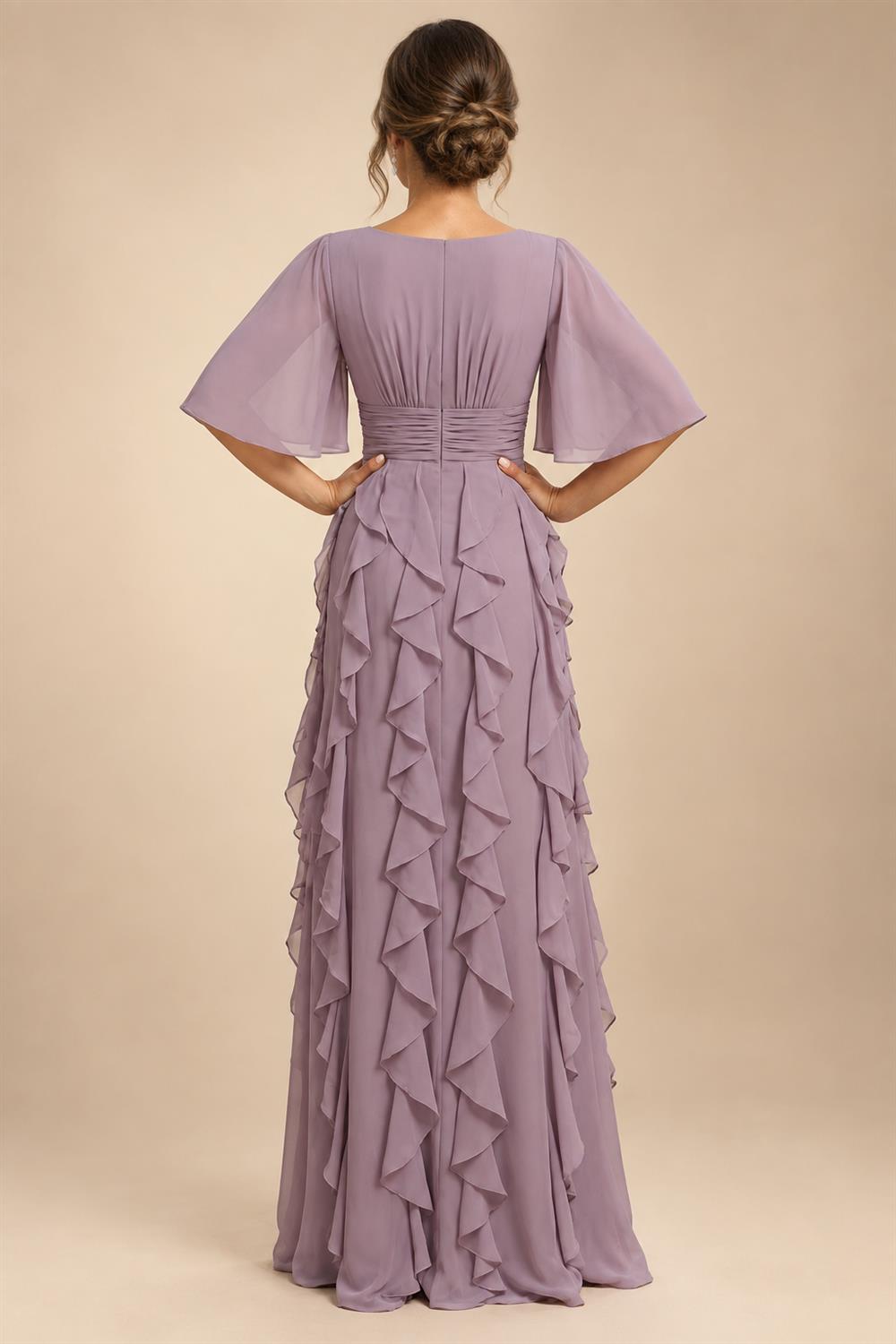 A-Line/Princess Scoop Neck Chiffon Maxi Mother of the Bride & Groom Dresses with Ruffles (SHI22501599)